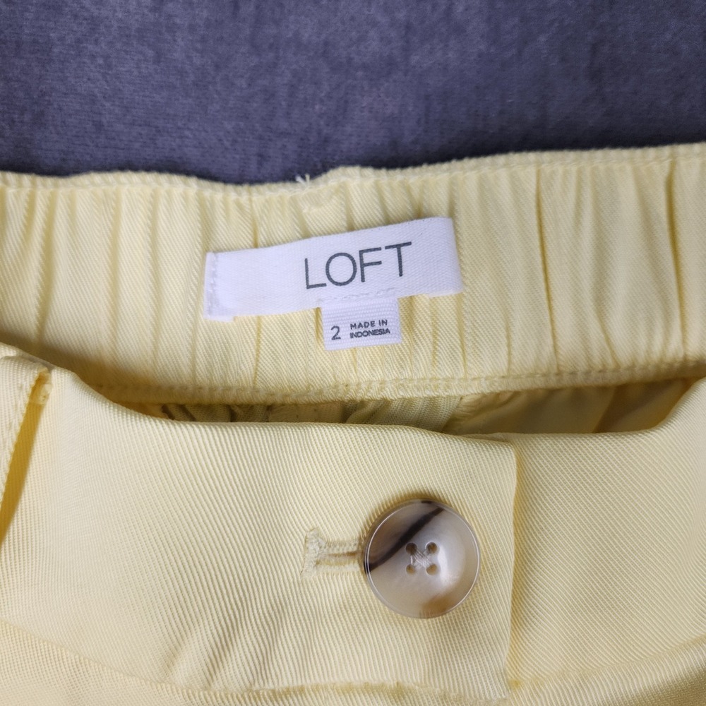 Loft Shorts Womens Size 2 High Rise Lyocell Yellow Bermuda Old Money - Picture 6 of 9